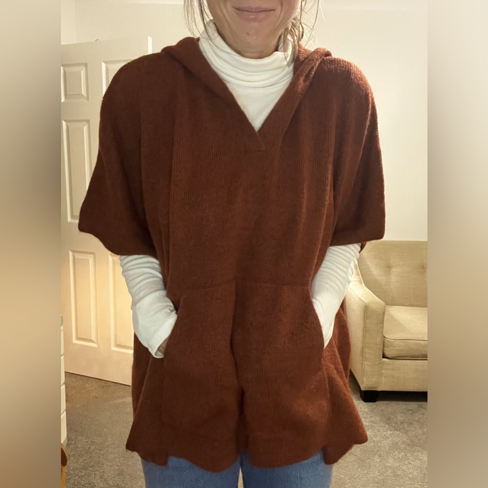 LOFT - Medium/Large chocolate brown sweater poncho.